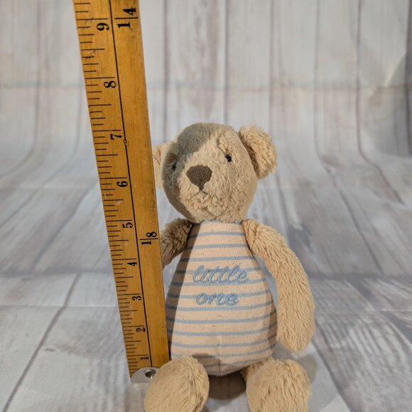 JellyCat Beige Little One Blue Bear Rattle Soft Plush Toy - Picture 3 of 8